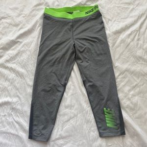 Nike Leggings - L - grey & lime green